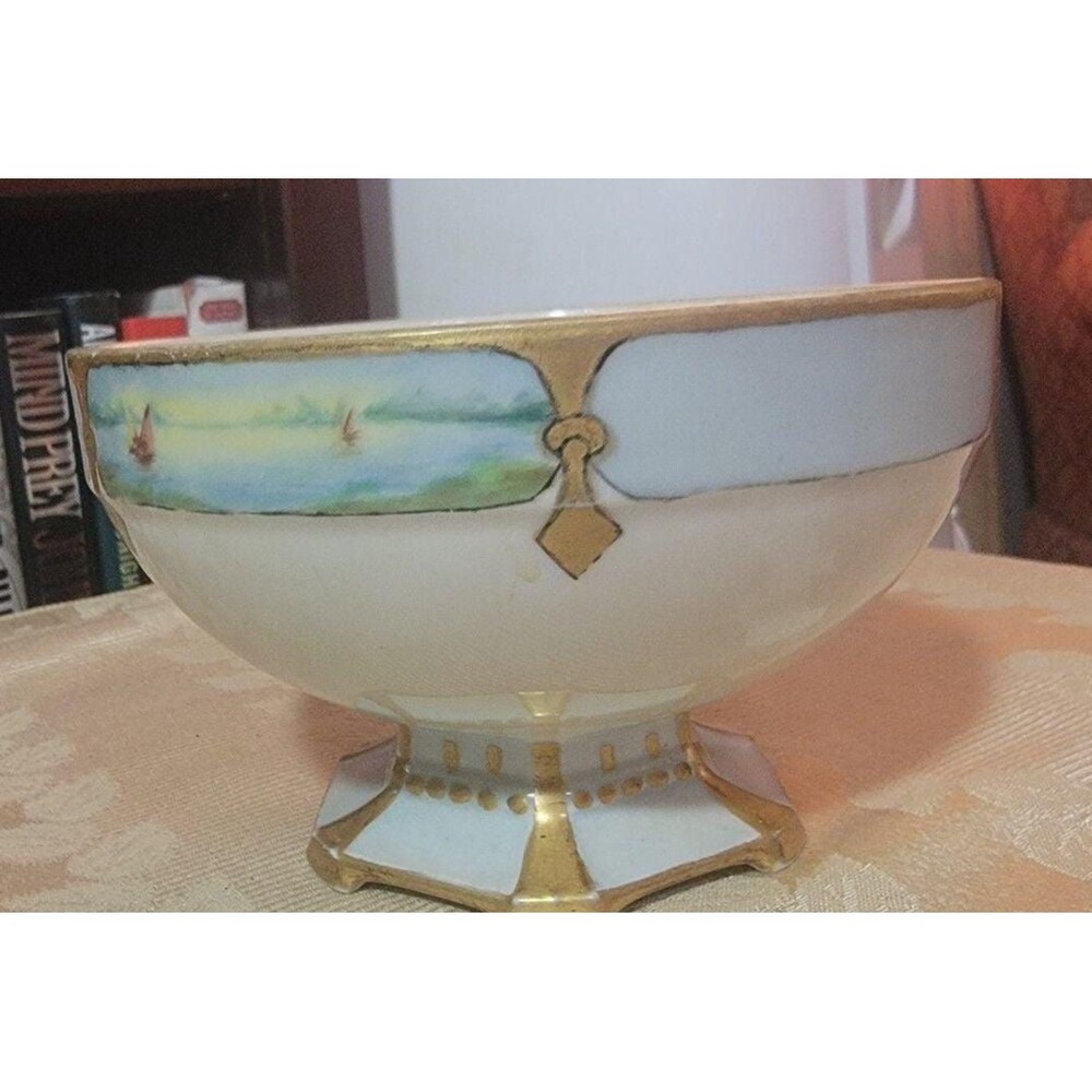 Antique Moritz Zdekauer MZ Altrohlau, Austria Fine Porcelain Pedestal Bowl artsy - Picture 2 of 16